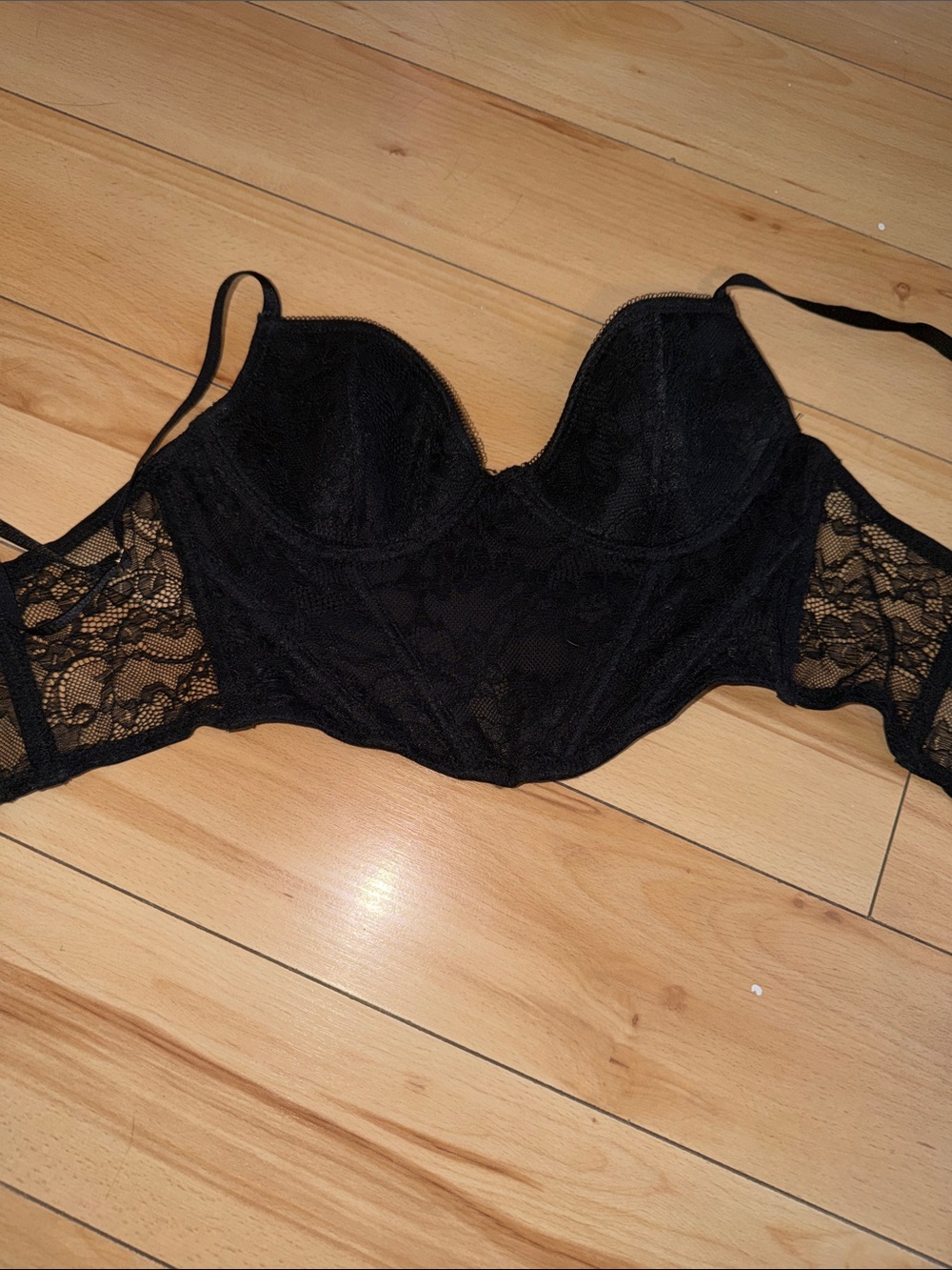 Dynamite Black Lace Longline Bustier Bra